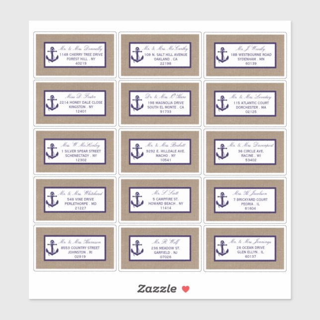 The Navy Anchor On Burlap Beach Wedding Collection (Sheet)