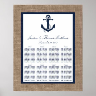 The Navy Anchor On Burlap Beach Wedding Collection Poster