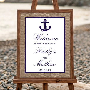 The Navy Anchor On Burlap Beach Wedding Collection Poster