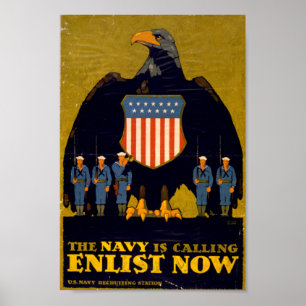 The Navy is Calling - Enlist Now Poster