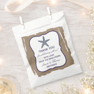 The Navy Starfish Burlap Beach Wedding Collection Favour Bags