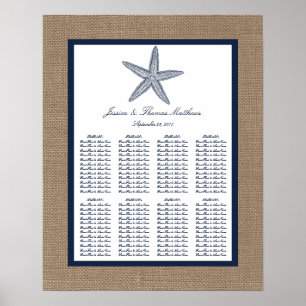 The Navy Starfish Burlap Beach Wedding Collection Poster