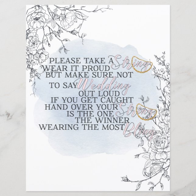 The Necklace Game Botanical Bridal Shower Game (Front)