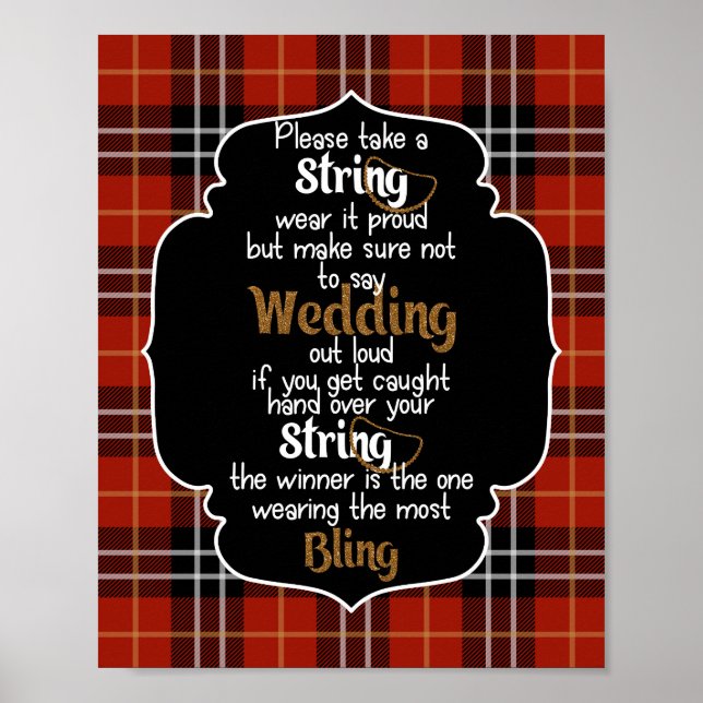 The Necklace Game Red Flannel Bridal Shower Game Poster (Front)