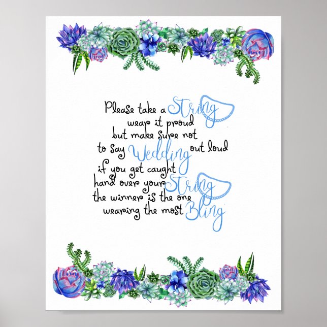 The Necklace Game Succulent Bridal Shower Poster (Front)