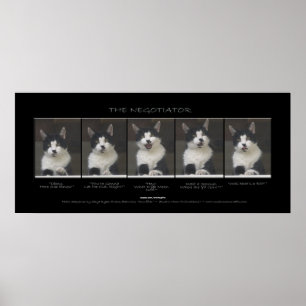 "THE NEGOTIATOR"  Funny Pet Cat Print