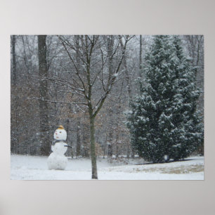 The Neighbour's Snowman Winter Snow Photography Poster