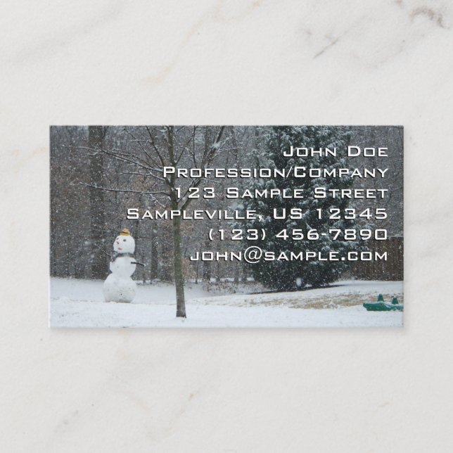 The Neighbour's Snowman Winter Snow Scene Business Card (Front)
