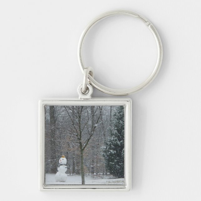 The Neighbour's Snowman Winter Snow Scene Key Ring (Front)