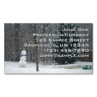 The Neighbour's Snowman Winter Snow Scene Magnetic Business Card