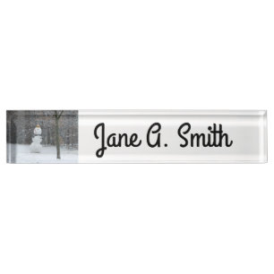 The Neighbour's Snowman Winter Snow Scene Nameplate