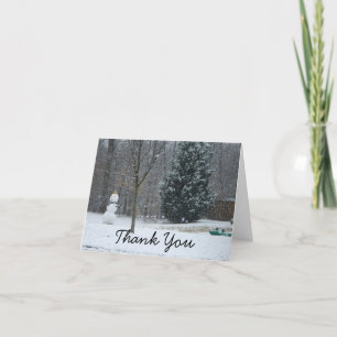 The Neighbour's Snowman Winter Snow Scene Thank You Card