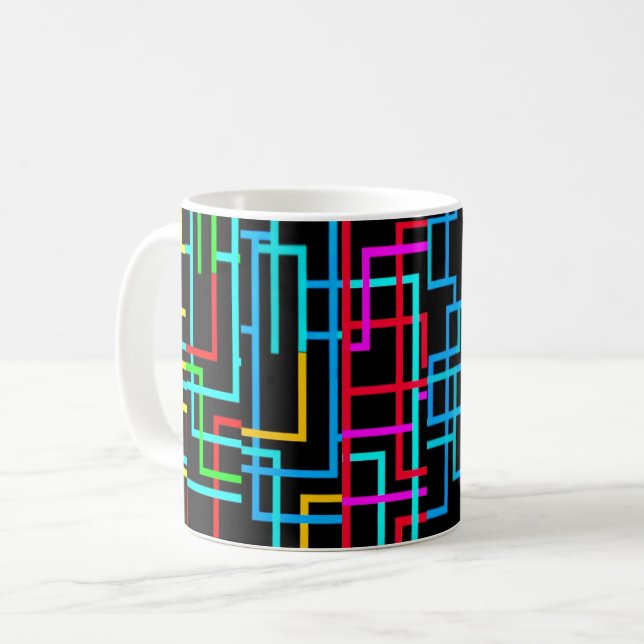 The Neon Retro Grid Coffee Mug (Front Left)