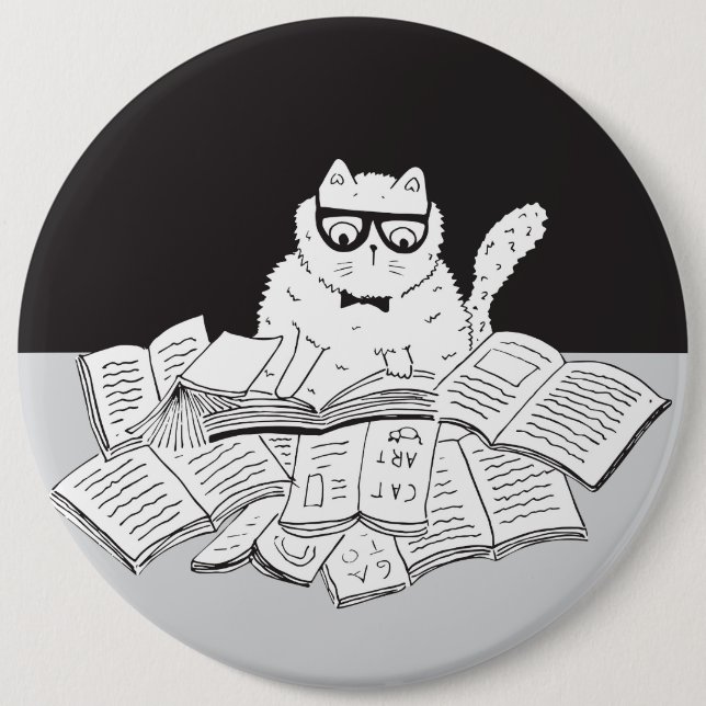 The Nerd Cat 6 Cm Round Badge (Front)