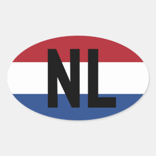 The Netherlands - flag and abbreviation Oval Sticker