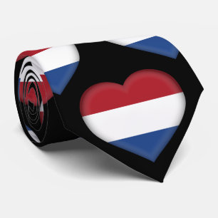 The Netherlands Flag Colours Heart Pattern Neck Ti Tie