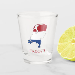The Netherlands Flag Map Proost Cheers Shot Glass