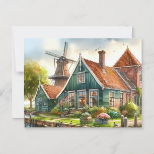 The Netherlands with mills, tulips, daffodils Postcard