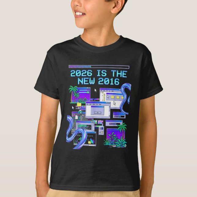 The New 2016 Vaporwave Pixel Computer Aesthetic T-Shirt (Front)