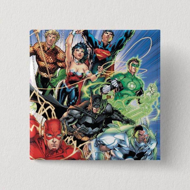The New 52 - Justice League #1 15 Cm Square Badge (Front)