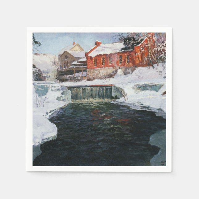 The new factory in Lillehammer,  Thaulow, Frits  Napkin (Front)