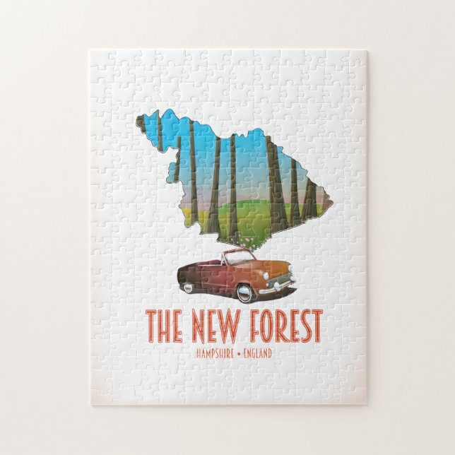 The new forest Hampshire England map Jigsaw Puzzle (Vertical)