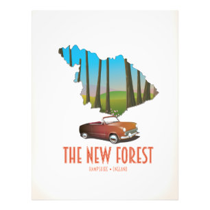 The new forest Hampshire England map Photo Print