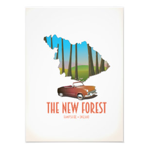 The new forest Hampshire England map Photo Print