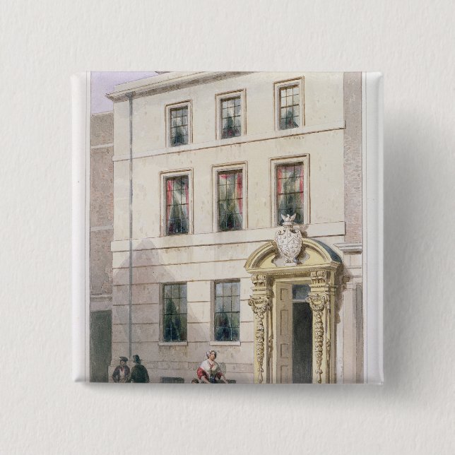 The New Front of Painter Stainers Hall, 1850 15 Cm Square Badge (Front)