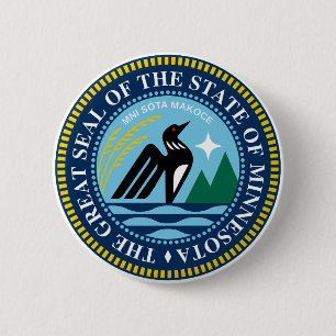 The new great Seal of the State of Minnesota 6 Cm Round Badge