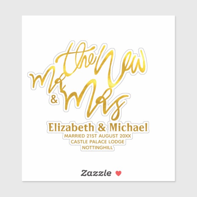 The New Mr and Mrs (add name, date, venue) Gold (Sheet)