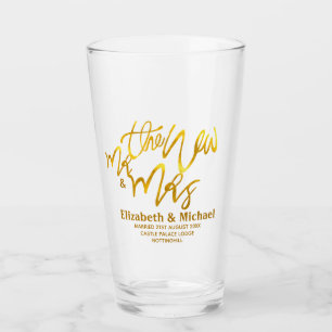 The New Mr and Mrs (add name, date, venue) Gold Glass