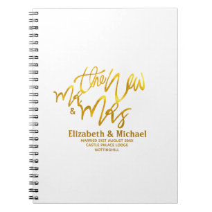 The New Mr and Mrs (add name, date, venue) Gold Notebook