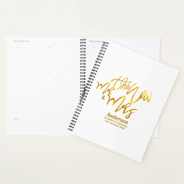 The New Mr and Mrs (add name, date, venue) Gold Planner (Display)