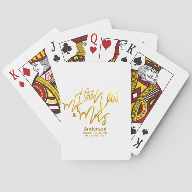 The New Mr and Mrs (add name, date, venue) Gold Playing Cards (Back)