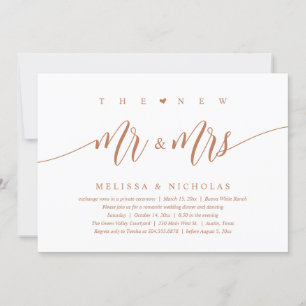 The New Mr and Mrs, Modern Wedding Dinner Party Invitation