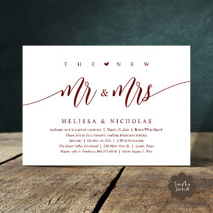 The New Mr and Mrs, Modern Wedding Dinner Party Invitation