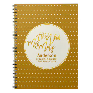 The New Mr and Mrs (name,date) Wedding Gold Decor Notebook