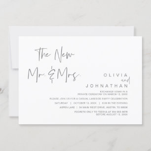 The New Mr and Mrs, Wedding Elopement Party Invita Invitation