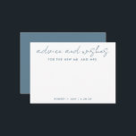 The New Mr   Mrs Minimalist Blue Wedding Advice Card<br><div class="desc">Use this modern wish card at your party to have guests leave a personal note for the guest of honour. Add your information on the template form. The advanced editing menu allows you to change the colours and the fonts.</div>