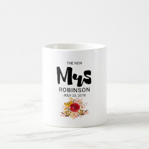 The New Mrs -  Floral Watercolor Bouquet Wedding Coffee Mug