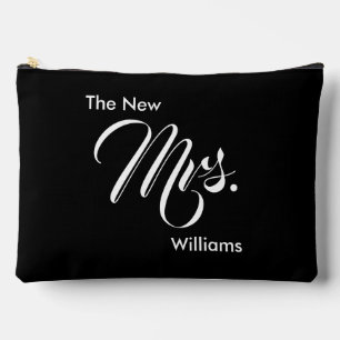 The New Mrs. Last Name Black and White Accessory Pouch
