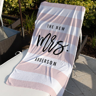 The New Mrs. | Personalised Bride Beach Towel