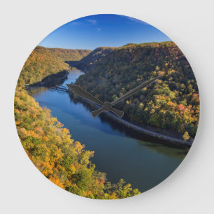 The New River Gorge At Hawks Nest State Park Large Clock