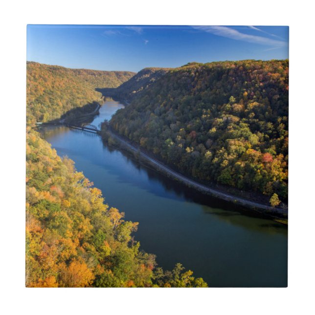 The New River Gorge At Hawks Nest State Park Tile (Front)