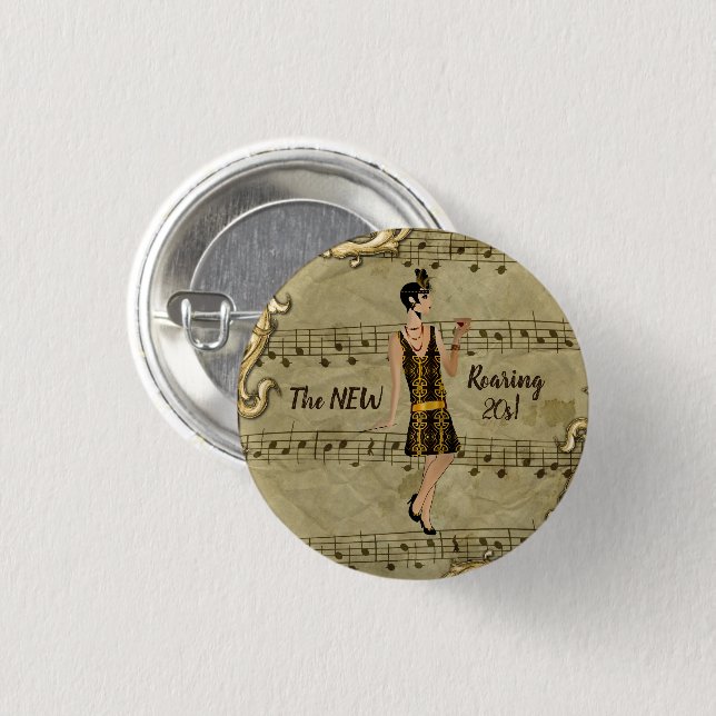 The NEW Roaring 20s! 3 Cm Round Badge (Front & Back)