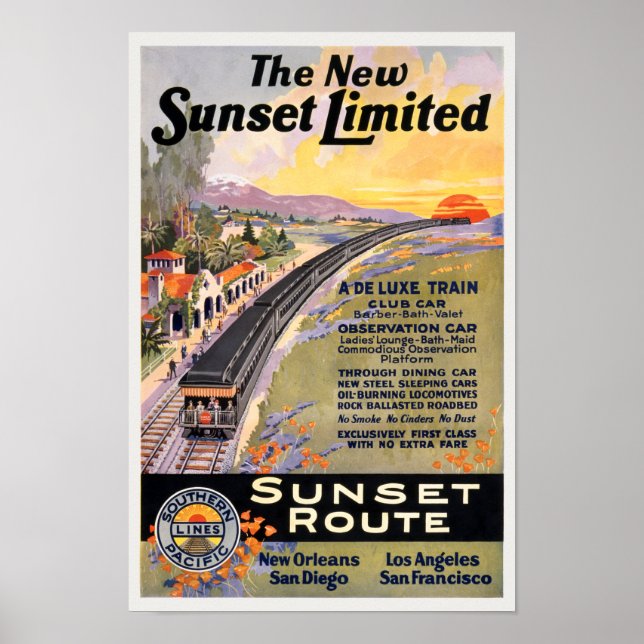 The New Sunset Limited Vintage Poster 1924 (Front)