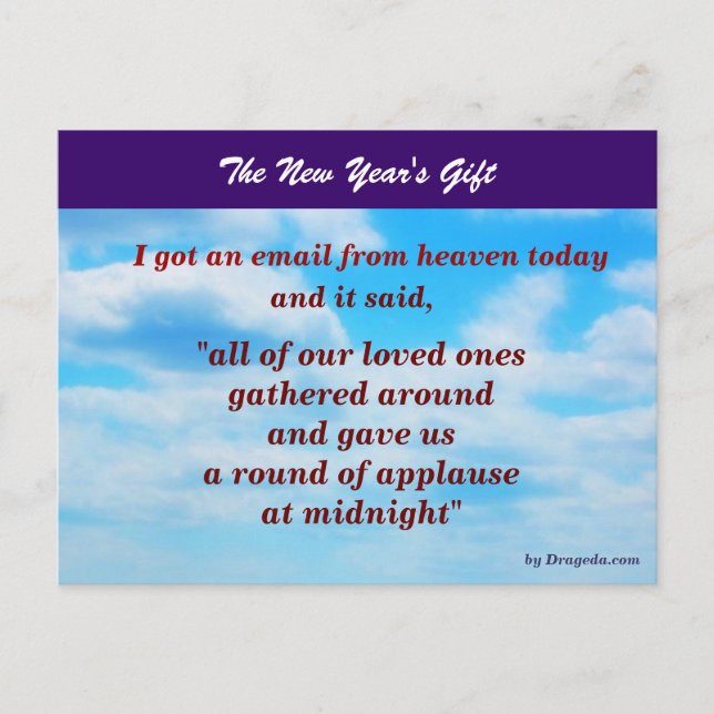 The New Year's Gift - A Message from Heaven Holiday Postcard (Front)