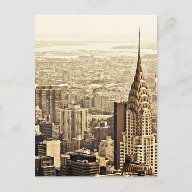 The New York City Skyline & the Chrysler Building Postcard (Front)