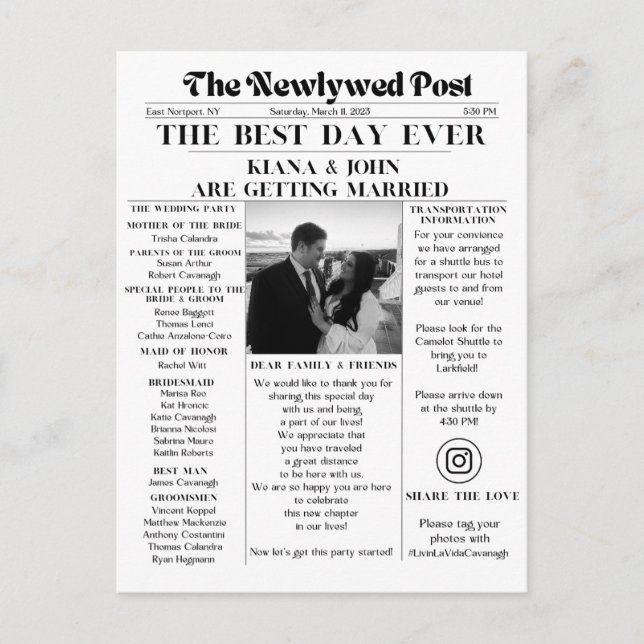 The Newlywed Post Postcard (Front)